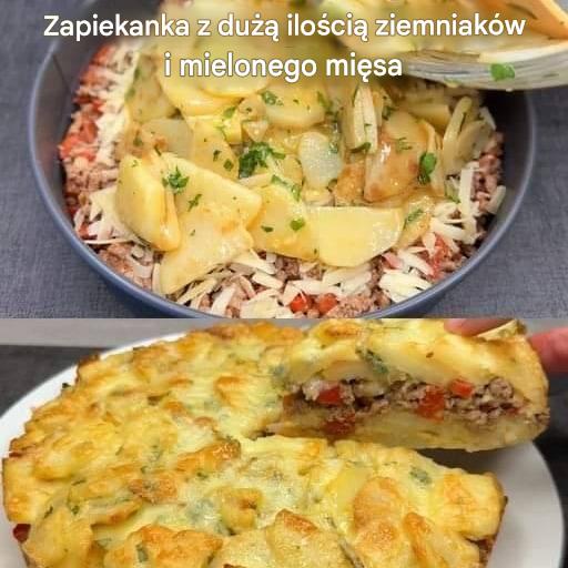 Sycące zapiekane ziemniaki z mielonym mięsem