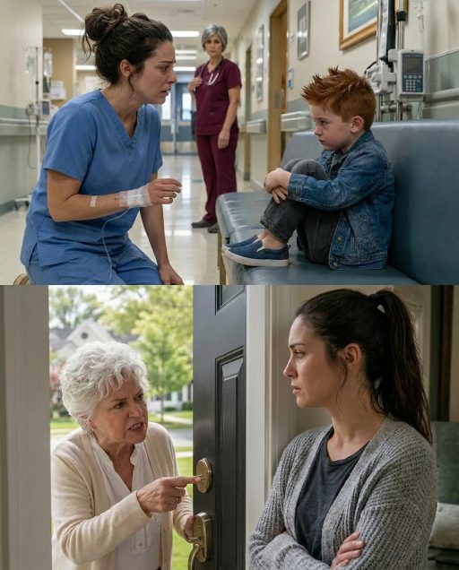 I woke up after surgery and found my four-year-old son alone on a hospital bench, crying into my coat. When I called my mother, she didn’t sound worried at all. She laughed and said, “Your sister needed us more.” That same night, while my stitches still burned, I changed every lock on my house. But the real nightmare began the next morning, when she returned with her old key, fully convinced it would still open my door. My son was sleeping on a hospital bench with one shoe missing when I found out my mother had left him there. I was still weak from the anesthesia, my body shaking and my stitches aching under my skin, when a nurse leaned close and said softly, “Mrs. Carter, we thought his grandmother was with him.” For a moment, the hallway seemed to tilt beneath me. Eli was only four years old. He was curled up under my coat, his cheeks marked with dried tears, one tiny hand still gripping a juice box someone must have given him. “Where is my mother?” I asked. The nurse looked away. With trembling fingers, I called her. She answered on the third ring, laughing at something in the background. “Mom,” I said, my voice hoarse. “Where are you?” “Oh, honey. You’re awake?” “Where are you?” There was a short pause. Then she answered as casually as if she had forgotten milk at the store instead of abandoning a child. “At Melissa’s. Your sister needed us more.” My blood went cold. “Eli was alone.” “He was in a hospital, Rachel. Stop overreacting.” I stared at my little boy, at the child I had trusted her to protect while doctors were cutting me open. “You left my son on a bench.” “And Melissa was having a crisis,” she snapped. “Her husband threatened to stop paying for her car. You always manage, don’t you?” There it was. The family rule. Rachel handles everything. Rachel forgives. Rachel pays. Rachel keeps quiet. Then my father took the phone. “Don’t make trouble tonight. Your mother did her best.” I almost laughed. Her best had been leaving a preschooler alone beside a vending machine. “Do not come to my house,” I said. Mom sighed. “You’re emotional. We’ll talk tomorrow.” “No,” I said. “We won’t.” That night, I signed my discharge papers against medical advice, carried Eli onto my lap in the taxi, and went home. The porch light was on. My mother’s casserole sat on the step like an insult. I called a locksmith. He arrived at 10:47 p.m. and changed every lock while Eli slept on the couch. “You’re sure about this?” he asked gently. “Yes.” When the final deadbolt clicked shut, something inside me finally became still. My phone buzzed. Melissa: You’re being cruel. Mom is crying. Then Mom: Don’t punish us just because you’re jealous. I stared at the messages, then opened the locked drawer in my desk. Inside were copies of bank transfers, text messages, medical proxy forms, and the deed to the house they still believed belonged to “the family.” They had always mistaken my silence for weakness. That was their first mistake. Their second was thinking the old key still had power. — To be continued in comments