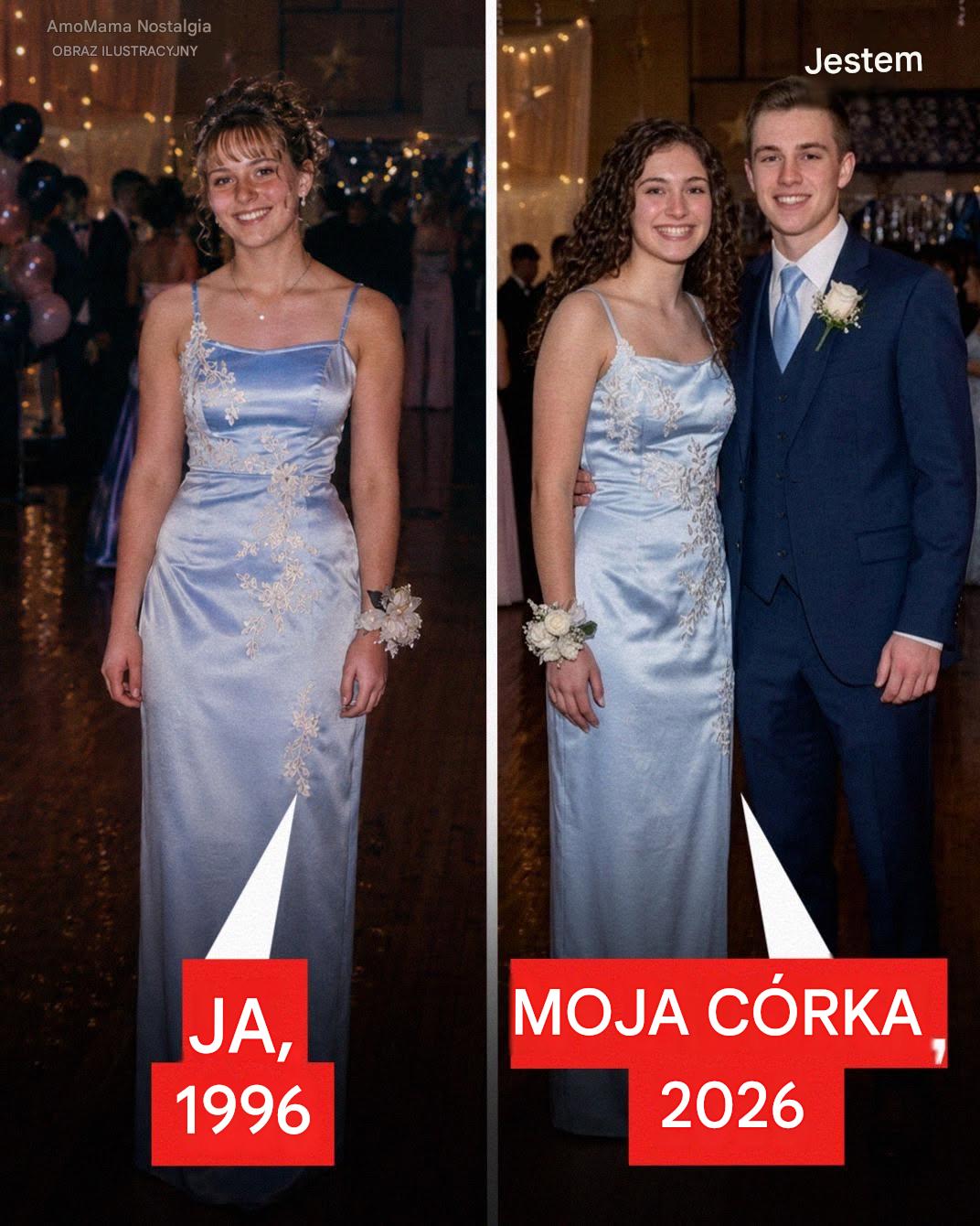 Moja córka miała na sobie sukienkę z 1996 roku na balu maturalnym – a potem jej chłopak dał mi stare zdjęcie i powiedział: „Myślałaś, że nie poznam tej sukienki? Wiem, co się stało w 1996 roku”