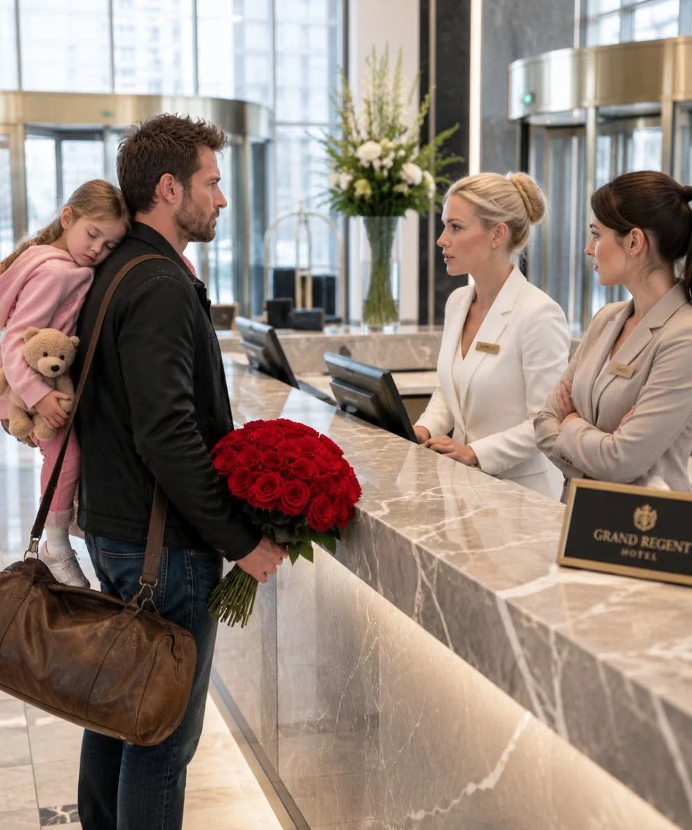 Owdowiały ojciec został odprawiony z hotelu, w którym mieszkał, trzymając w ramionach swoją śpiącą córkę… ale zanim personel zorientował się, kim on naprawdę jest, było już za późno.