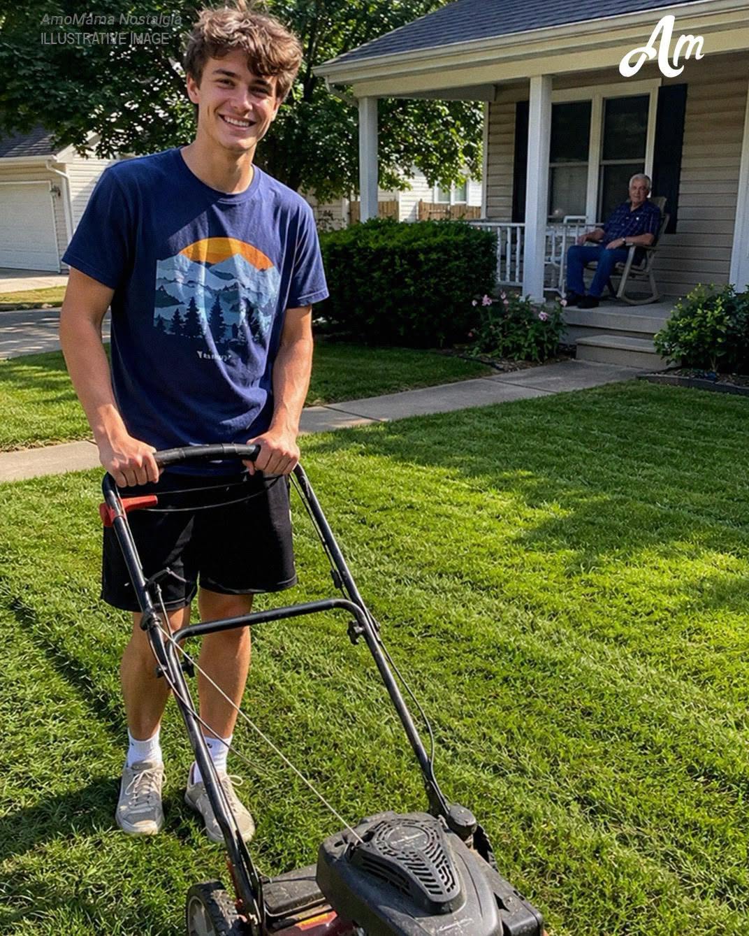 Mój nastoletni syn kosił trawnik naszego samotnego sąsiada za darmo, co sobotę przez 4 lata – na pogrzebie staruszka prawnik wręczył mu kopertę i powiedział: „Zostawił ci bardzo szczegółowe instrukcje”