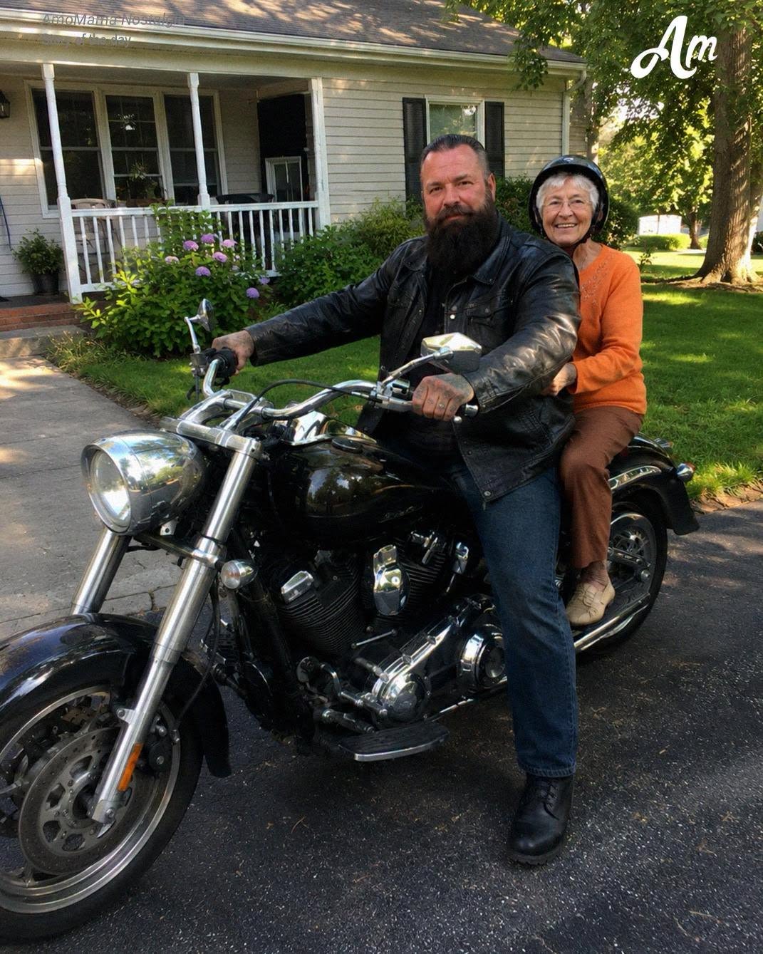 Ogromny brodaty motocyklista zabierał moją starszą matkę na przejażdżki co tydzień – po jej pogrzebie podszedł do mnie i powiedział: „Twoja mama była niesamowitą kobietą, ale musisz wiedzieć, co tak naprawdę się wydarzyło”